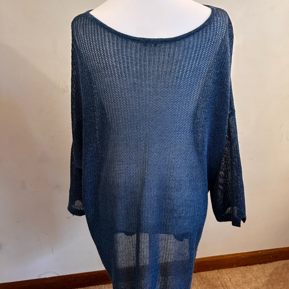 JJill open knit Women's Navy Sweater 2x - Picture 5 of 11